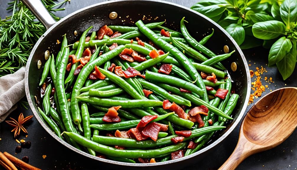 trimming and blanching beans