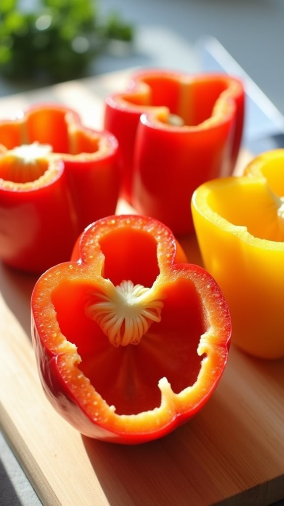 preparing bell pepper halves