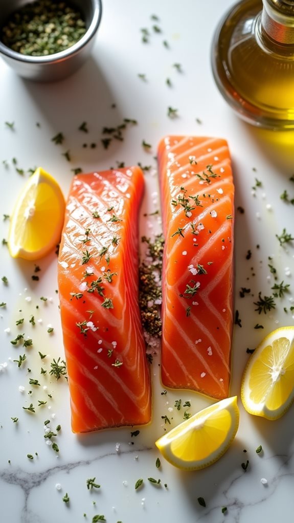 season and oil salmon